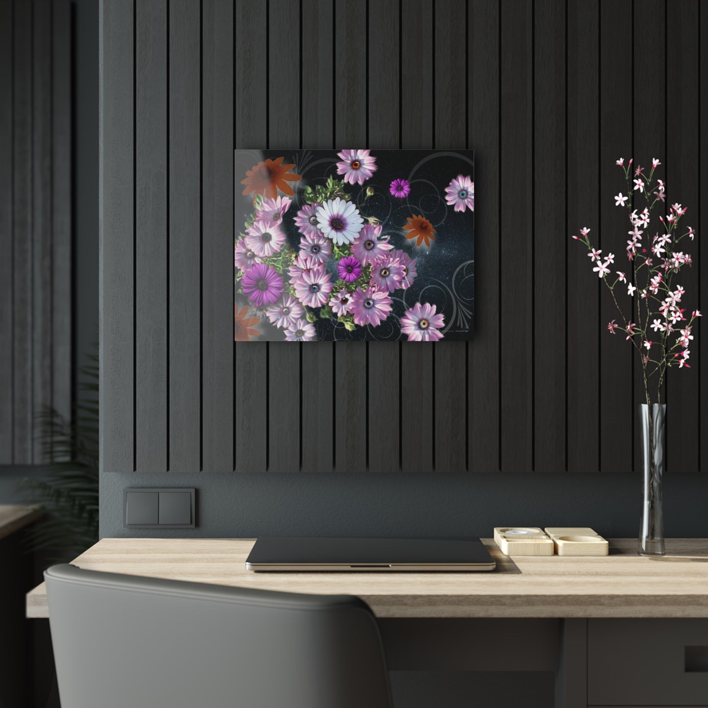 Fuzzy Flying Flip-Fone Flowers - Acrylic Panel