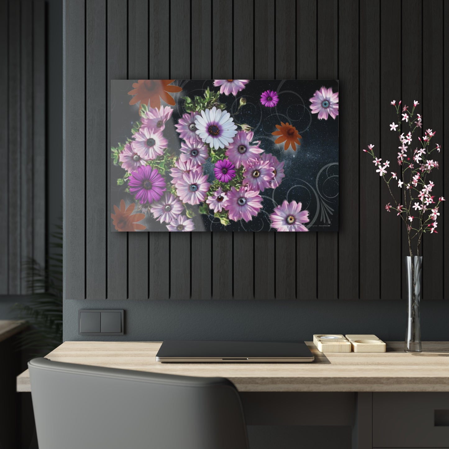 Fuzzy Flying Flip-Fone Flowers - Acrylic Panel