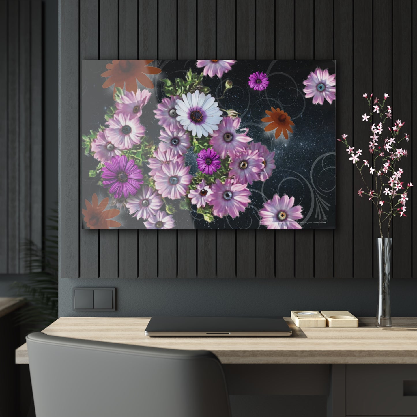 Fuzzy Flying Flip-Fone Flowers - Acrylic Panel